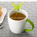 280cc porcelain tea cup with rubber coated handle and butterfly infuser